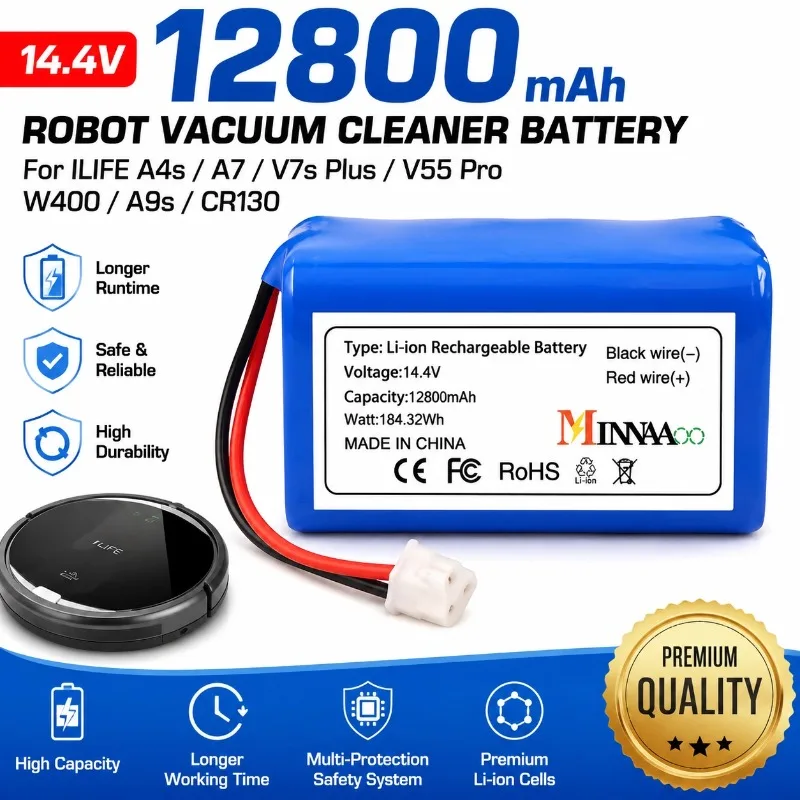 14.4V Li-ion Battery Pack for Xiaomi Mijia Essential G1 MJSTG1 Robot Vacuum Cleaner, SKV4136GL H18650CH R30 R35 4S1P 9800mAh