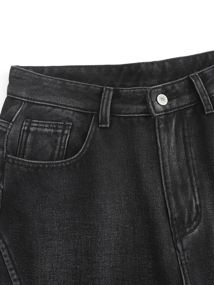 GIBSIE Plus Size Retro High Waisted Thick Fleece Jeans Women Fashion Loose Winter Warm Female Straight Wide Leg Denim Trousers