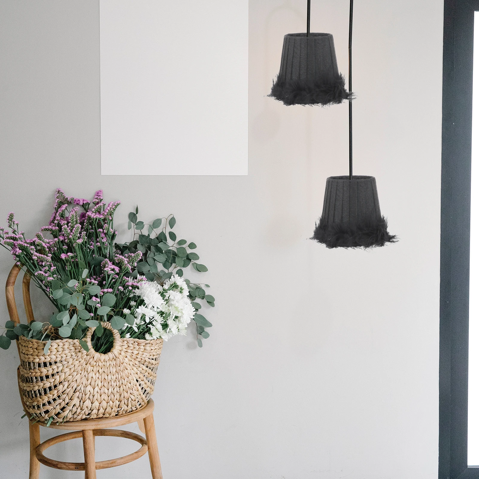 

Lampshade Premium Cloth Plume Clip-On Design Elegant Light Cover For Bedroom Living Room Study Decor Lamp Shade