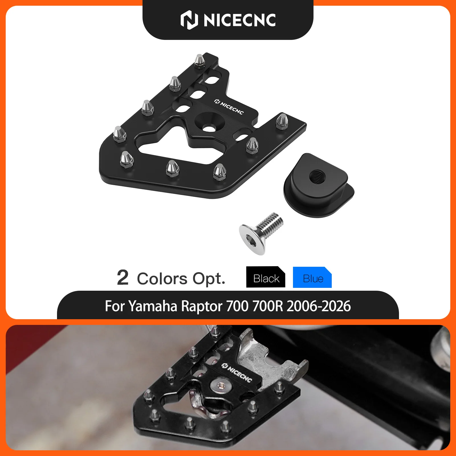 NICECNC Extensor de Pedales para YAMAHA RAPTOR 700 2013-2026, Extensor de Pedales de Aluminio Alargado y Ensanchado para Yamaha Raptor 700R, Accesorios para ATV