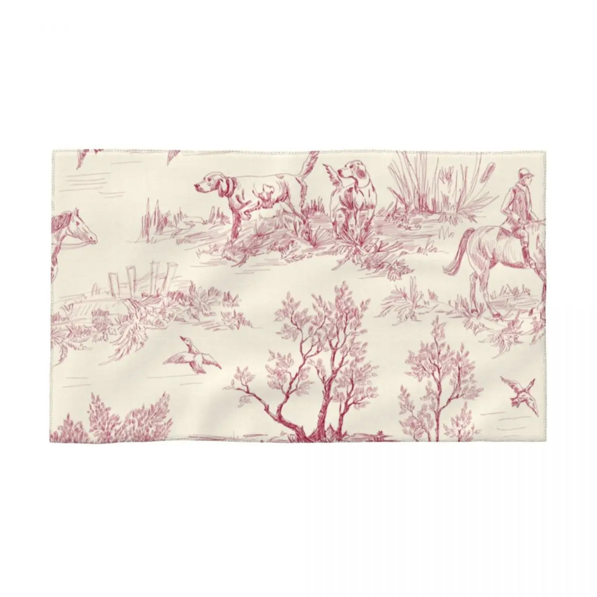 Toile De Jouy Red Face Towel Personalized Cream Vintage Parisian Super Soft Cotton Shower Towels