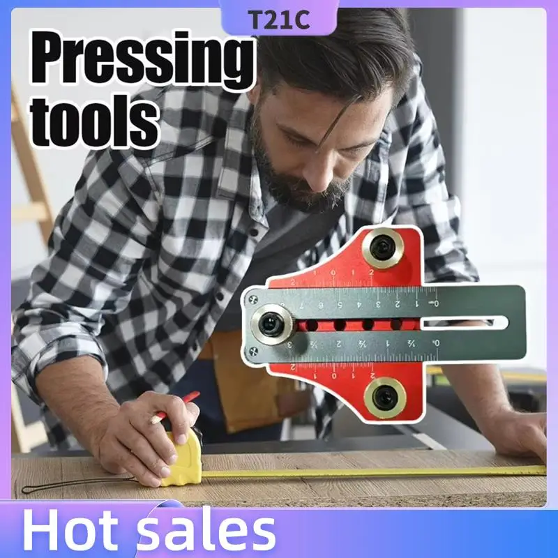 

T21C 2-In-1 Aluminum Alloy Jig Drilling Guide Locator For Cabinet Door And Rebounder Mounting Woodworking Pocket Doweling Jig