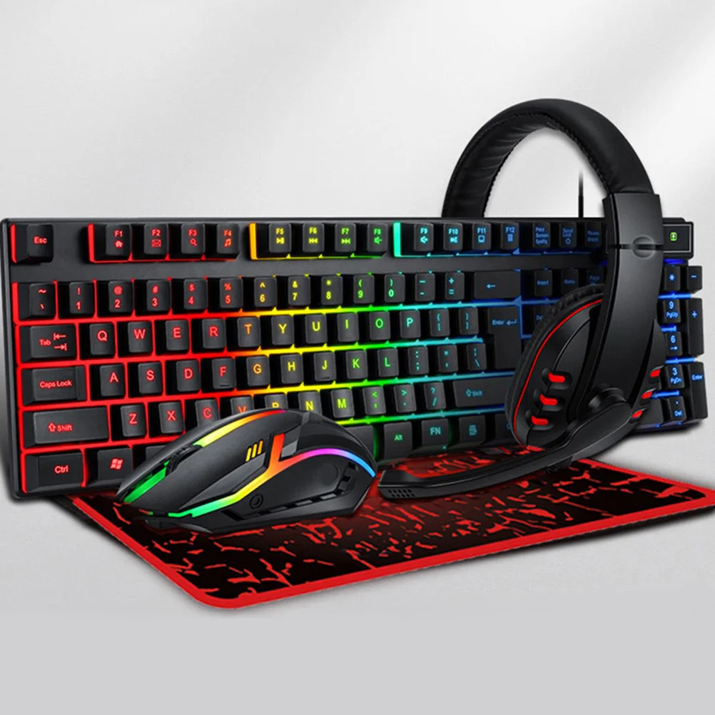 

1Set Gaming Keyboard Mouse Headphone Combo Rgb Backlit Ergonomic Wired Computer Accessories for Gamers High Performance USB