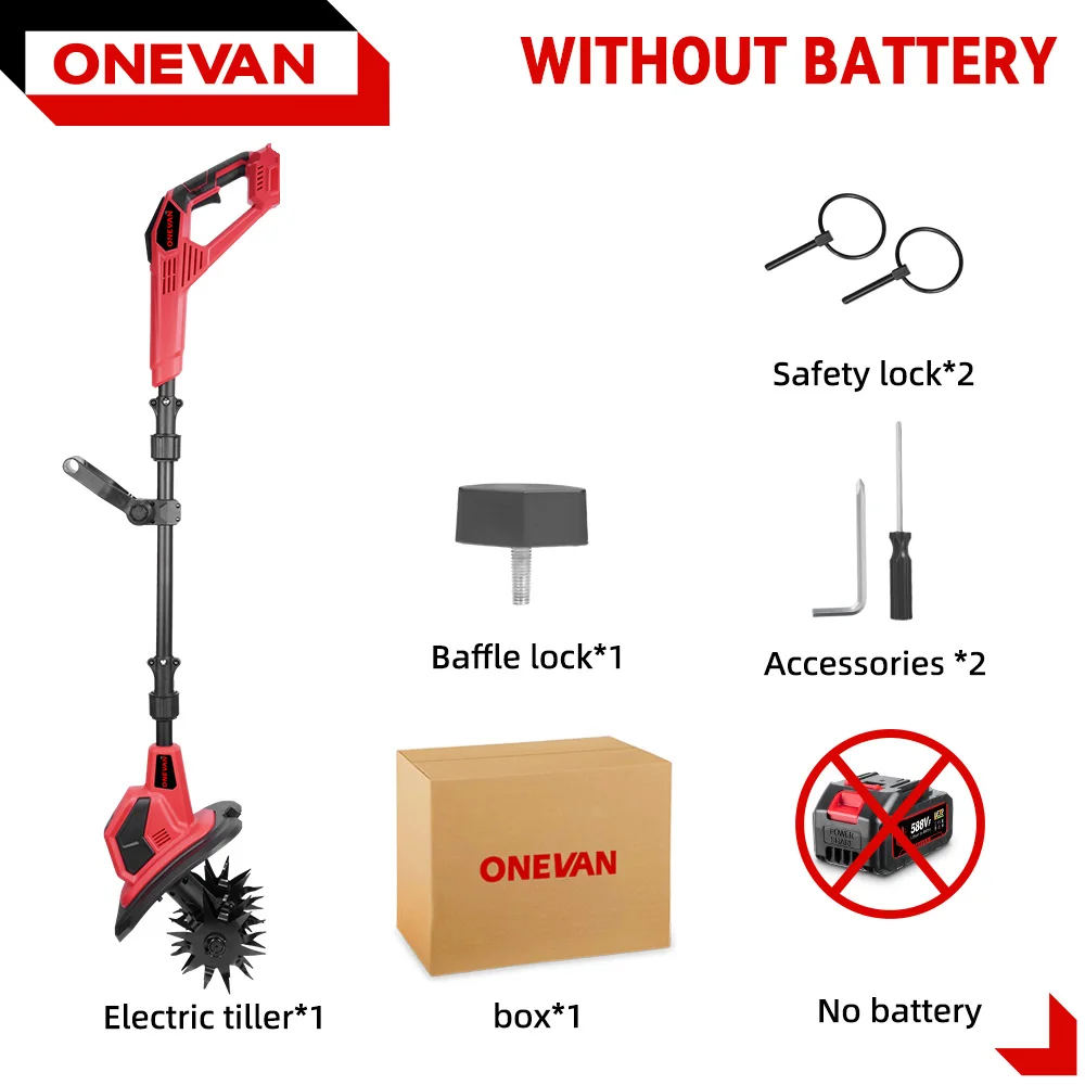 ONEVAN 36000 RPM Elektrische Helmstok Cultivator Grasmaaier Rototiller Voor Bodem Teelt Tuin Gereedschap Fit Voor Makita 18 V batterij Pin