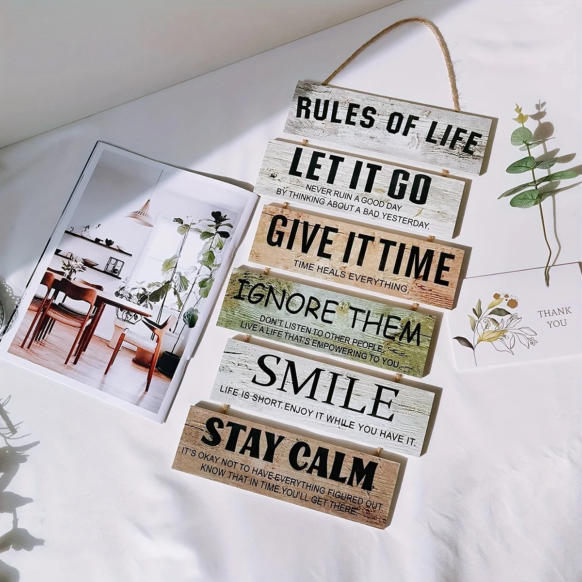 1pc Wooden Encouragement Slogans For Decoration Rules Of Life Room Decoration Wooden Old Hang Tags Holiday Gifts