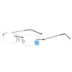 Super Light Rimless Reading Glasses Men Business Anti-fatigue Presbyopic Glasses Blue Light Computer Grade Glasses