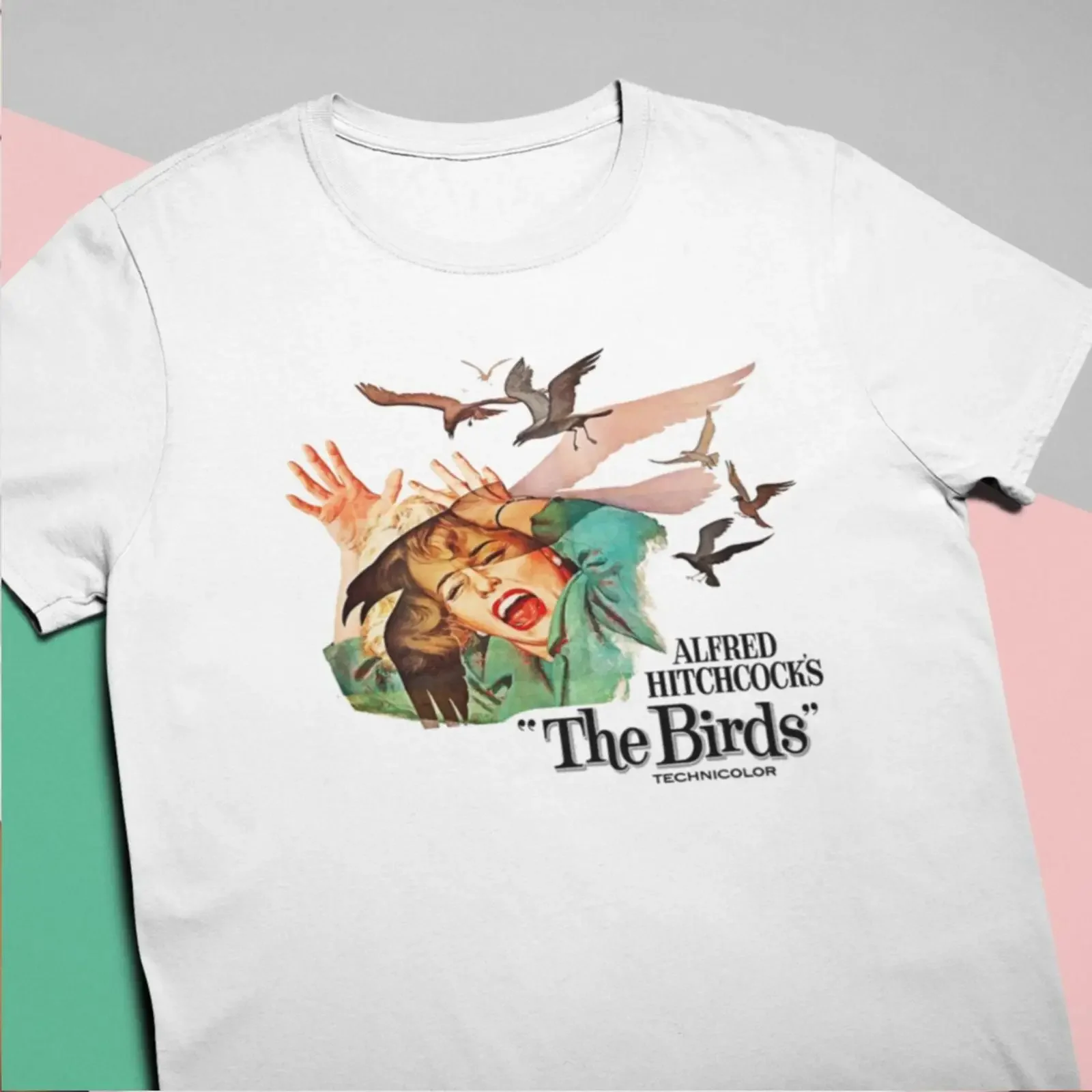 The Birds Movie T Shirt 1963 Hitchcock Thriller Fan Gear White Sport Grey vintage Washed Breathable Comfortable Slightly