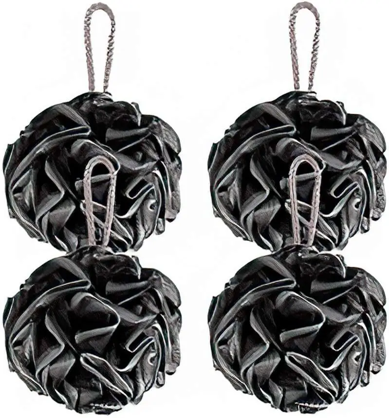 Губка для ванны из люфы Luffa Loufa, скребок для тела, сетчатый пуф, шарик для душа, отшелушивающая губка для душа, упаковка из 4 шт. (60 г/шт.)