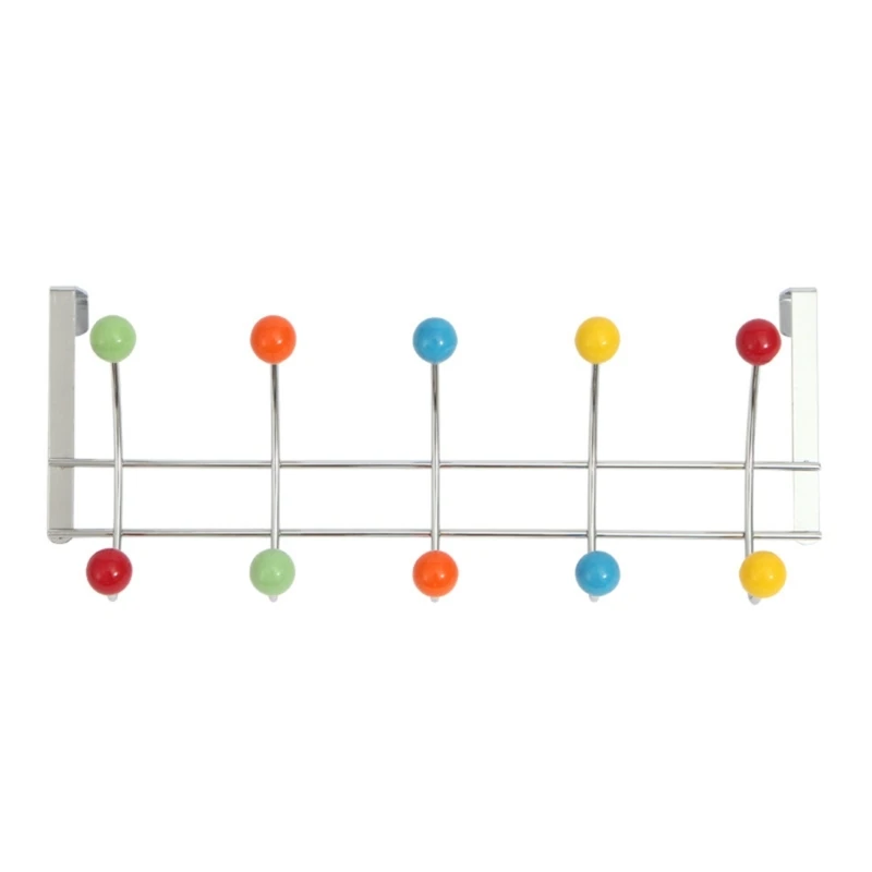 

Rack Behind Door Punching-Free Decorative Clothes Hanger 10 Hooks Over Door Hanger Colored Bead Stainless Steels Hook