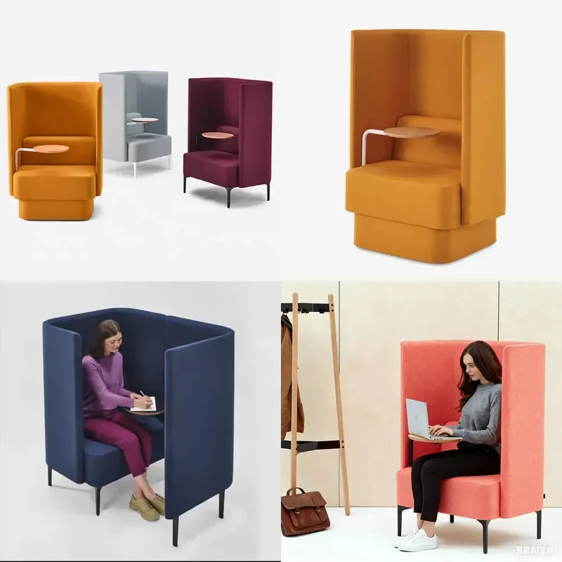 High Back Semi Enclosed Lounge Chair Privacy Sofa for Office Reception Hotel Negotiation Single Seater Furniture