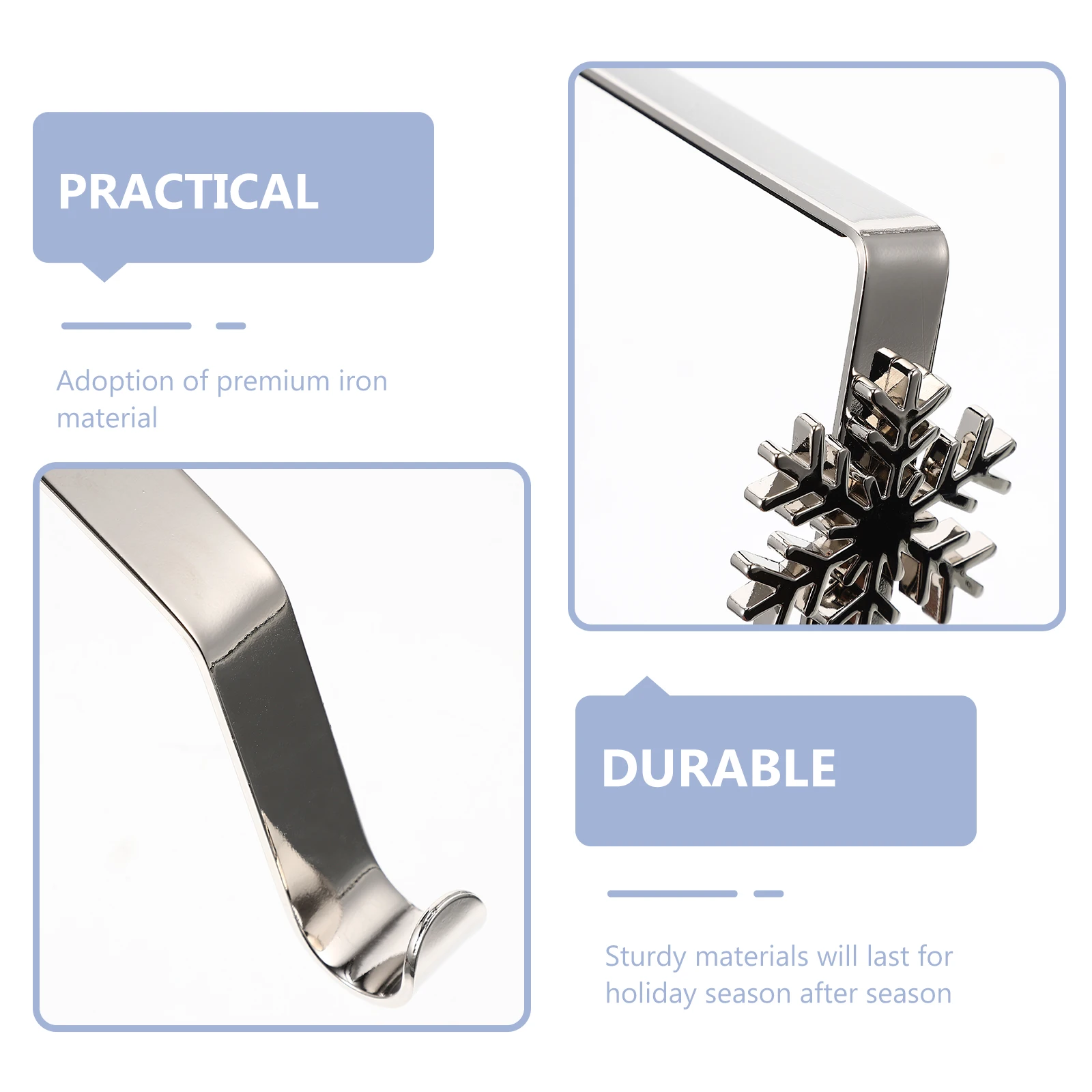 

4 Pcs Christmas Stocking Hook Fireplace Hanging Hanger Stand Decorations Mantel for Garland Iron Hooks