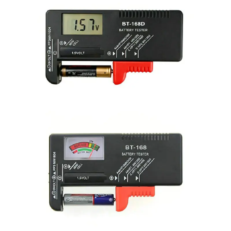 BT-168D BT-168 Digital Battery Tester LCD Display AA/AAA/C/D/9V/1.5V  Button Cell Battery Capacity Check Detector