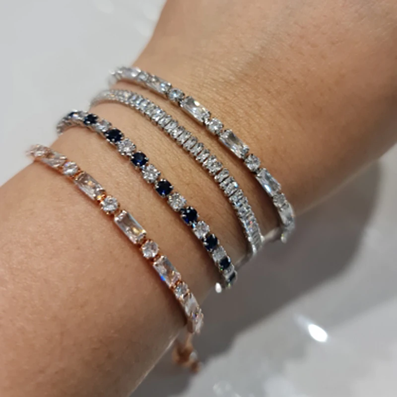 ZHOUYANG Geometry Tennis Bracelet For Women Gift Kpop Zircon Rose Gold Color Handmade Wedding Adjustable Bracelets Jewelry H028 view 2