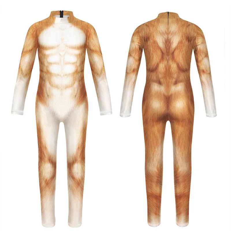 Mono Zentai con estampado 3D de Tigre y Lobo para niños y niñas, traje de Cosplay para Halloween, juego de rol para fiesta, Body para vestir