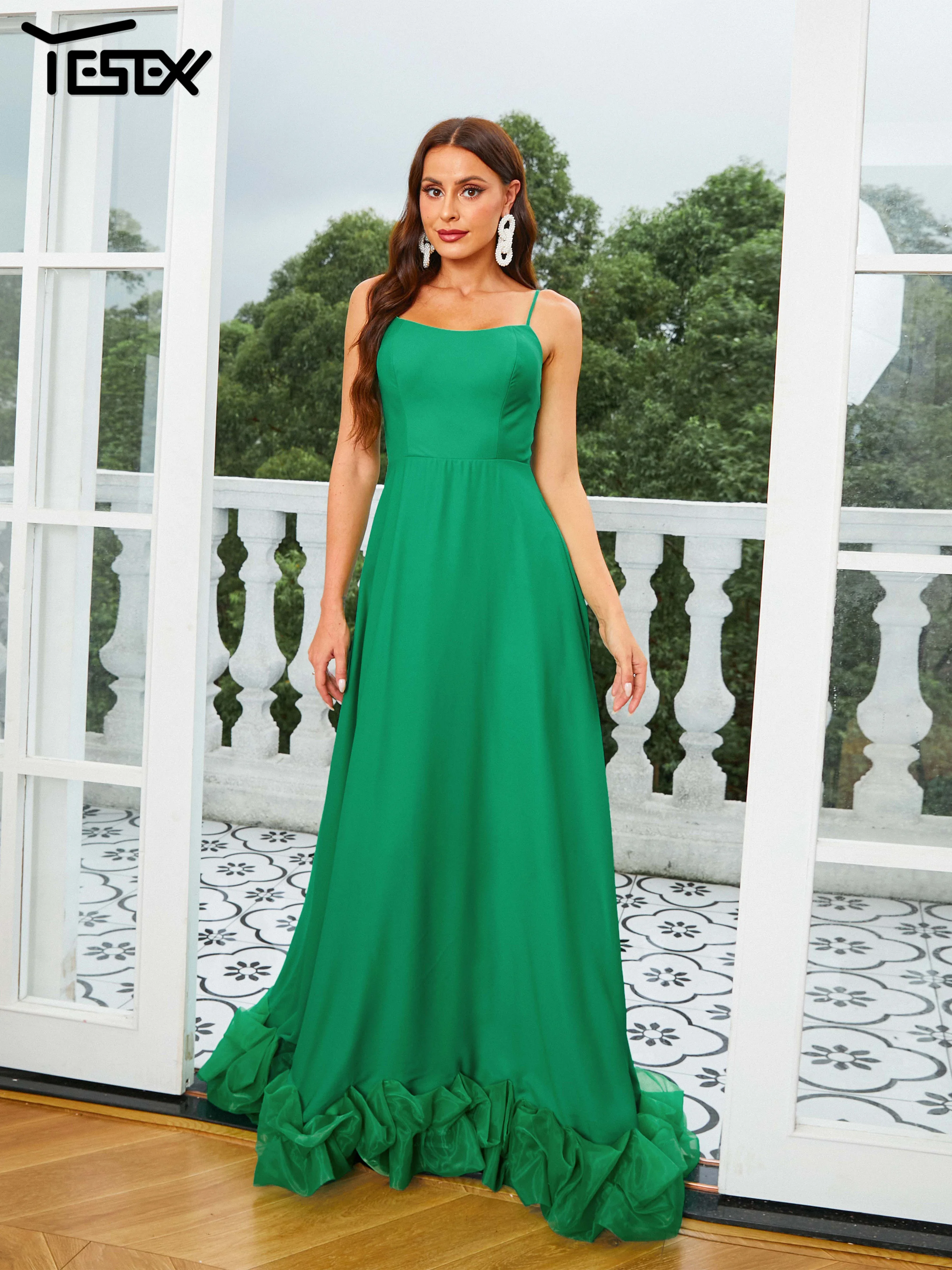 Yesexy New Elegant Party Dresses For Women 2023 Green Spaghetti A Line Evening Prom Dress