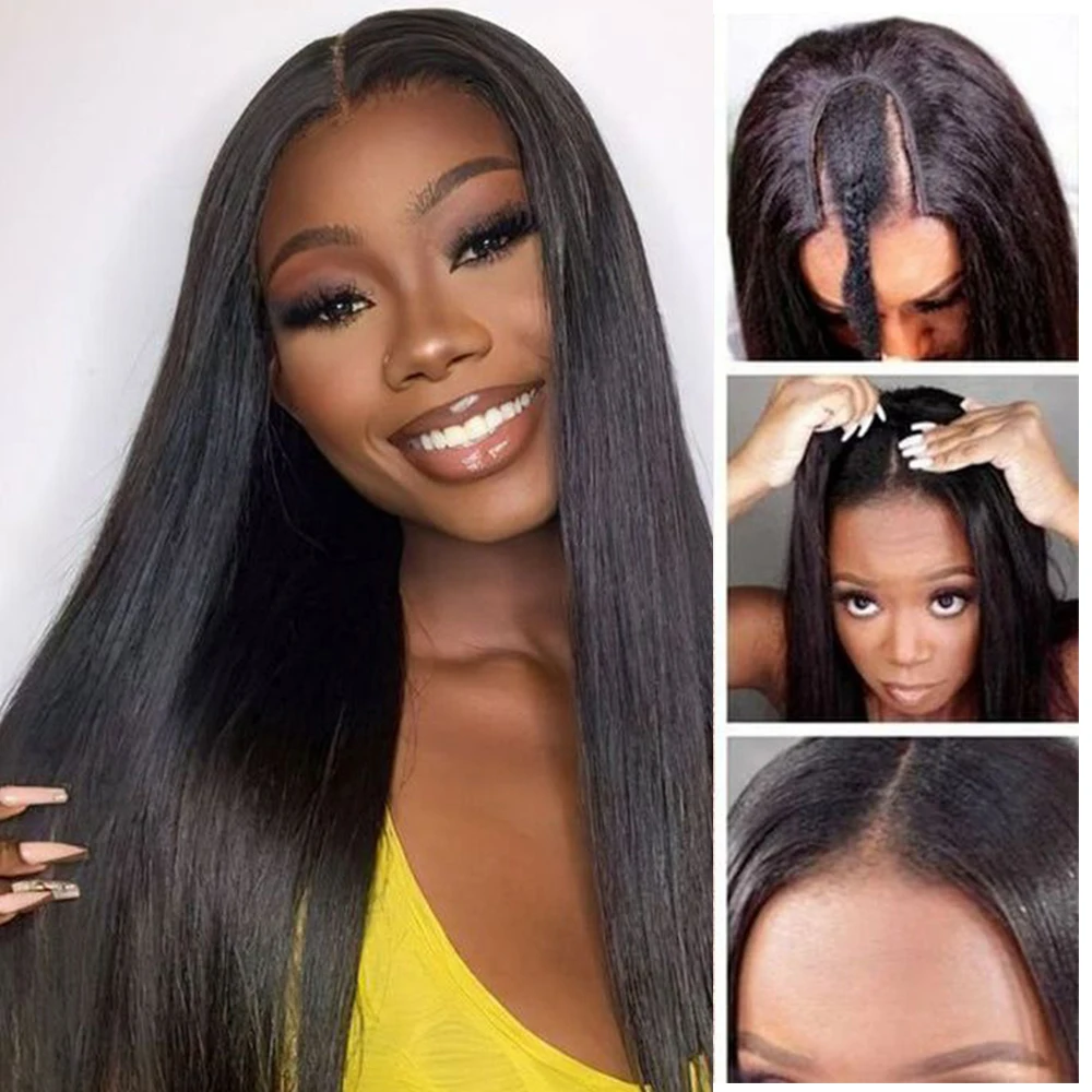 

Alibele Straight Easy Install V Part Wigs Human Hair Clip In Beginner Friendly Upgrade U Part Wigs Human Hair Wigs No Leave Out