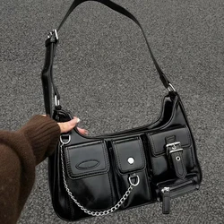 Richme Punk Bolso Mujer Fashion 2024 Trend nowy projekt łańcuszki torby na ramię typu crossbody Harajuku Y2k PU indywidualność torebki damskie