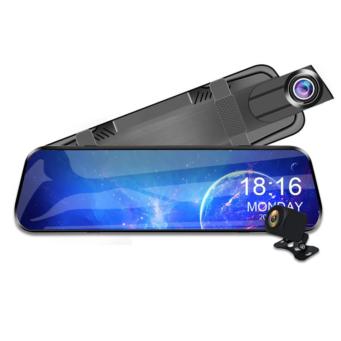 Car DVR Touch Screen Stream Media Dual Lens Video Recorder Rearview Mirror Dash Cam Front and Rear Camera Mirror