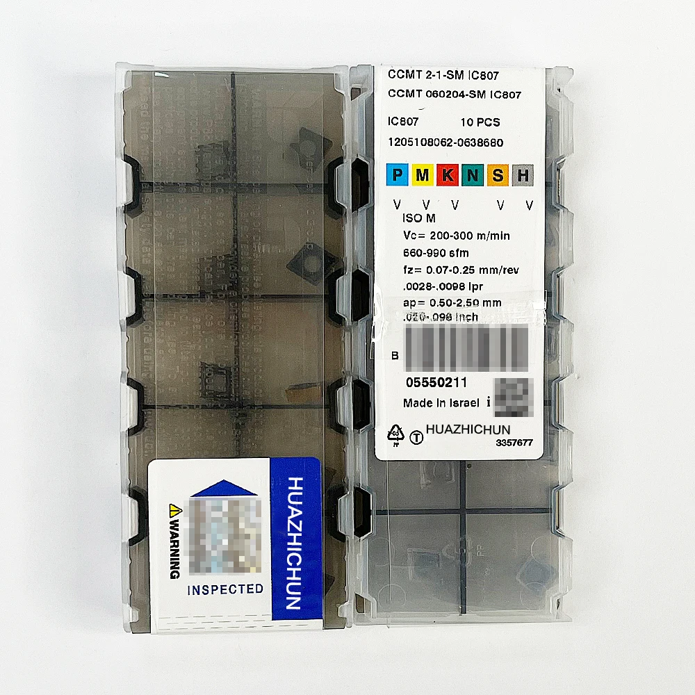 

HUAZHICHUN 10pcs CCMT 060204-SM IC807 Internal Turning Tool Carbide insert high quality Lathe toolCNC Steel processing Turning i