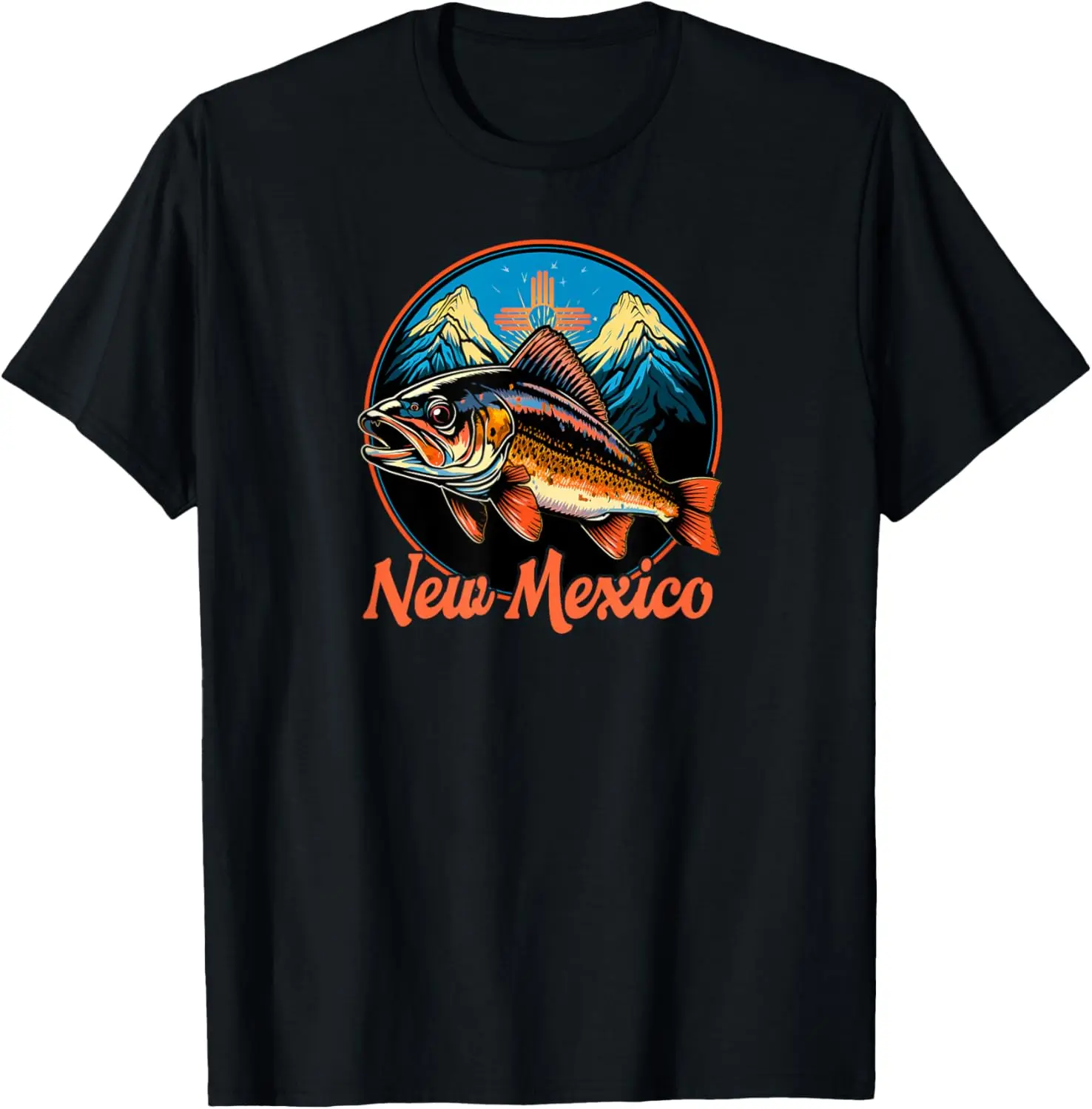 

New Mexico Outdoors Mountain Landscape & Trout Graphic T-Shirt