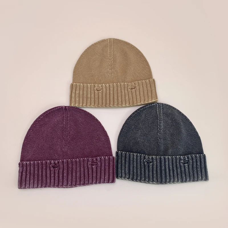 Broken Style Distress Knitted Hats Autumn and Winter New Unisex Gradient Warm Niche Versatile Personal Fashion Street Beanies