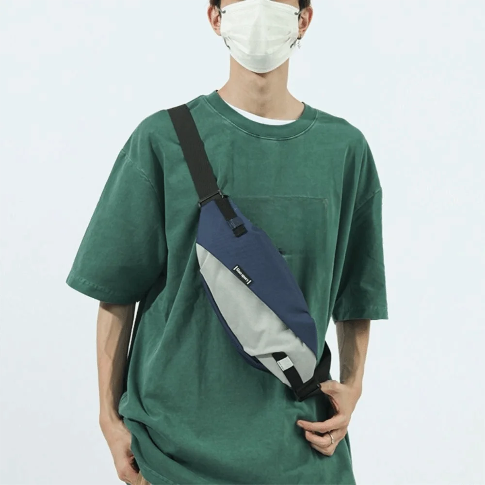 

Stylish Large Capacity Nylon Panelled Waist Packs Trendy Zipper Unisex Chest Pack One Shoulder Lightweight Messenger Bag Cycling