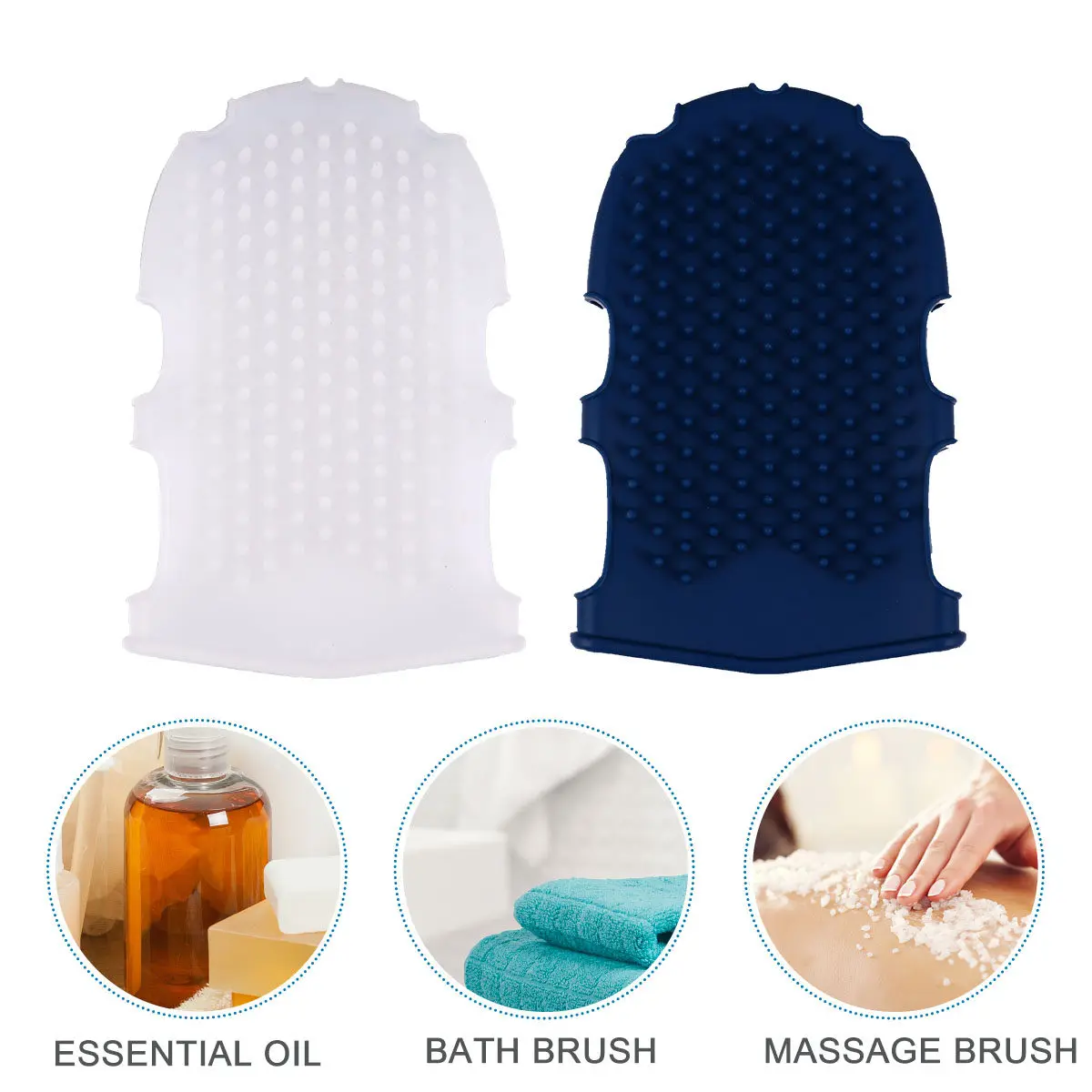 

2Pcs Silicone Massage Bath Brush Glove Semi-Transparent White Dark Clean Exfoliate Relax Skin Care Bathing Tool