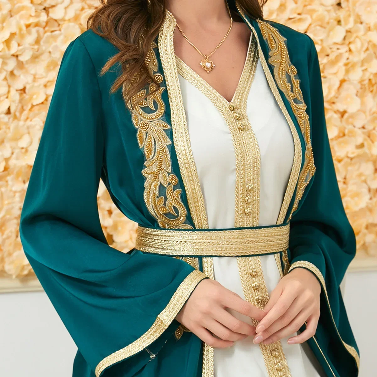 Imagem -02 - Abaya Vestido Kaftan de Mangas Compridas para Mulheres Roupas Femininas Outono e Inverno Casamento Dança Musical Novo Peças