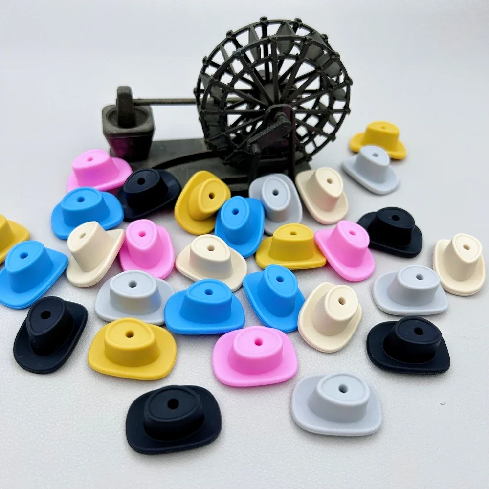 10PC Baby Silicone Bead Circular Cowboy Hat Teethe Baby DIY String Pen Bead Nipple Chains Jewelry Accessories Teethe Kawai Gifts