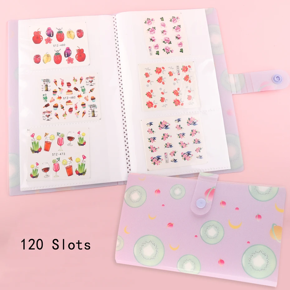 120 Slots Storage Booklet For Small Water Nails Stickers Big Capacity Empty Sliders Book Decals Display Holder Album Tool NTTZB