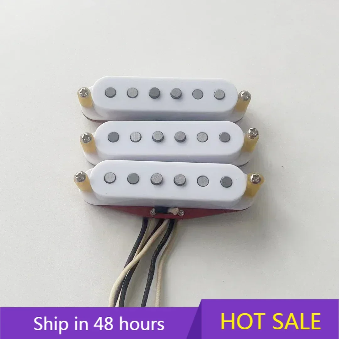 

New 80's Style Electric Guitar Accessories SSS Alnico 5 Electric Guitar Pickup Hand Wound Red Bottom Pickup