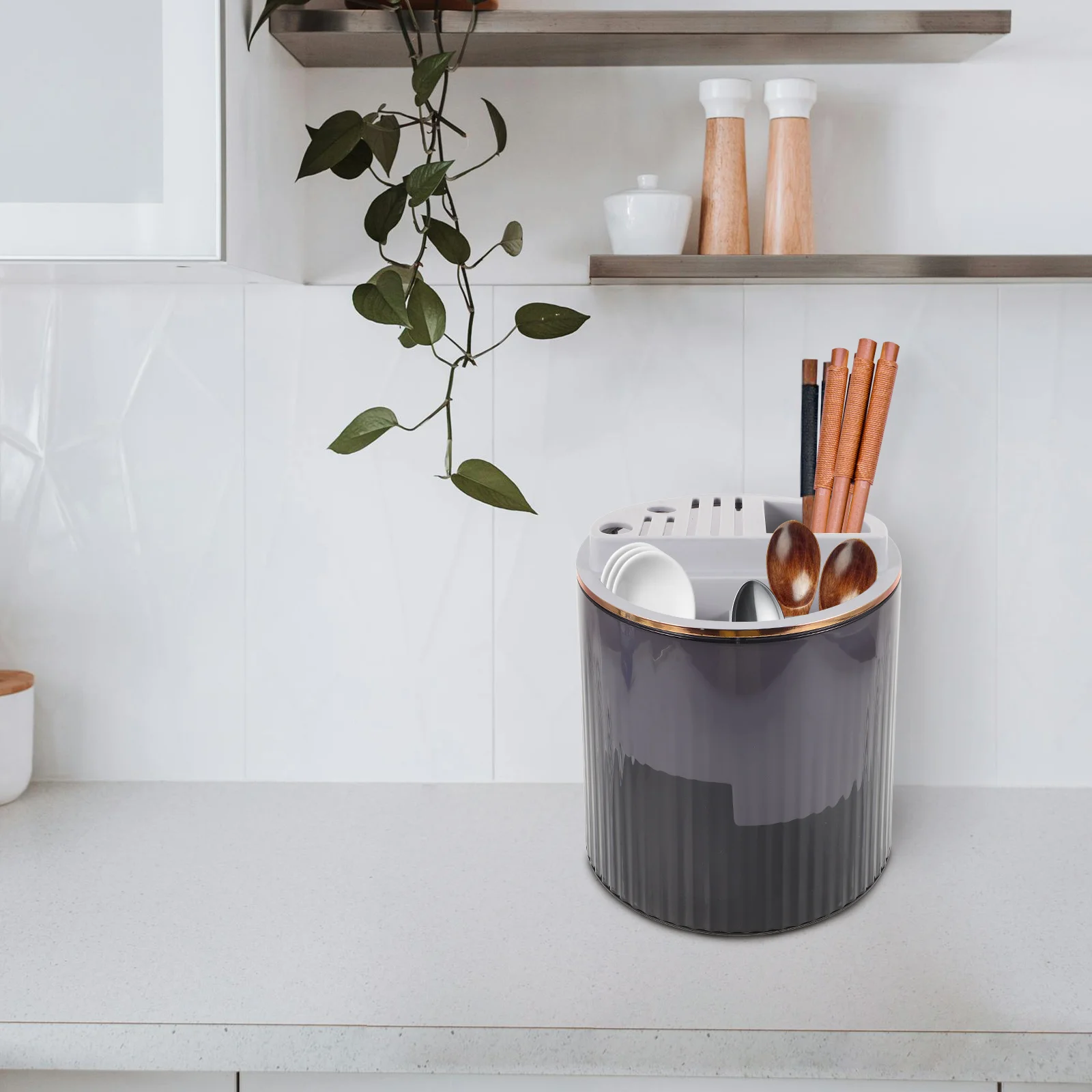 

Rotatable Cutter Organizer with Knife Holder and Chopstick Stand for Kitchen Countertop Storage Large Capacity Multifunctional