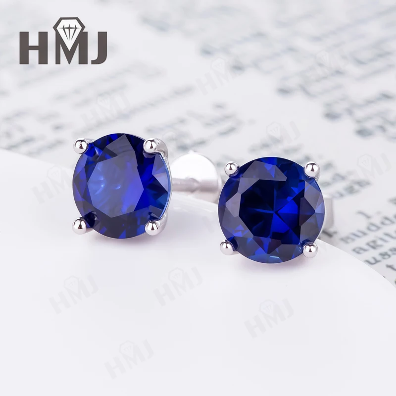 

4 Prongs Stud Earrings Screw Back Lab Grown Ruby/Sapphire/Emerald for Women Men S925 Sterling Silver Hypoallergenic Birthday