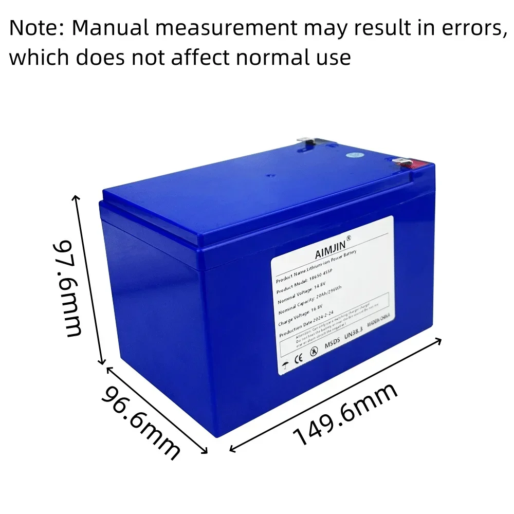 Lithium-ion 18650 4S5P 14.8V 20Ah Battery Pack Built-in BMS Suitable for 16.8V Equipment, High-power Inverter, Tourist Car Solar