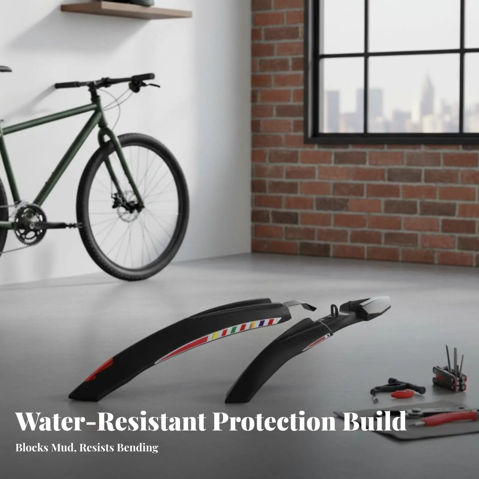 

2 Pieces Front and Rear Bike Mudguard Set Easy to Install Front and Rear Mudguard Set Mountain Bike Spray Guard Long-Lasting