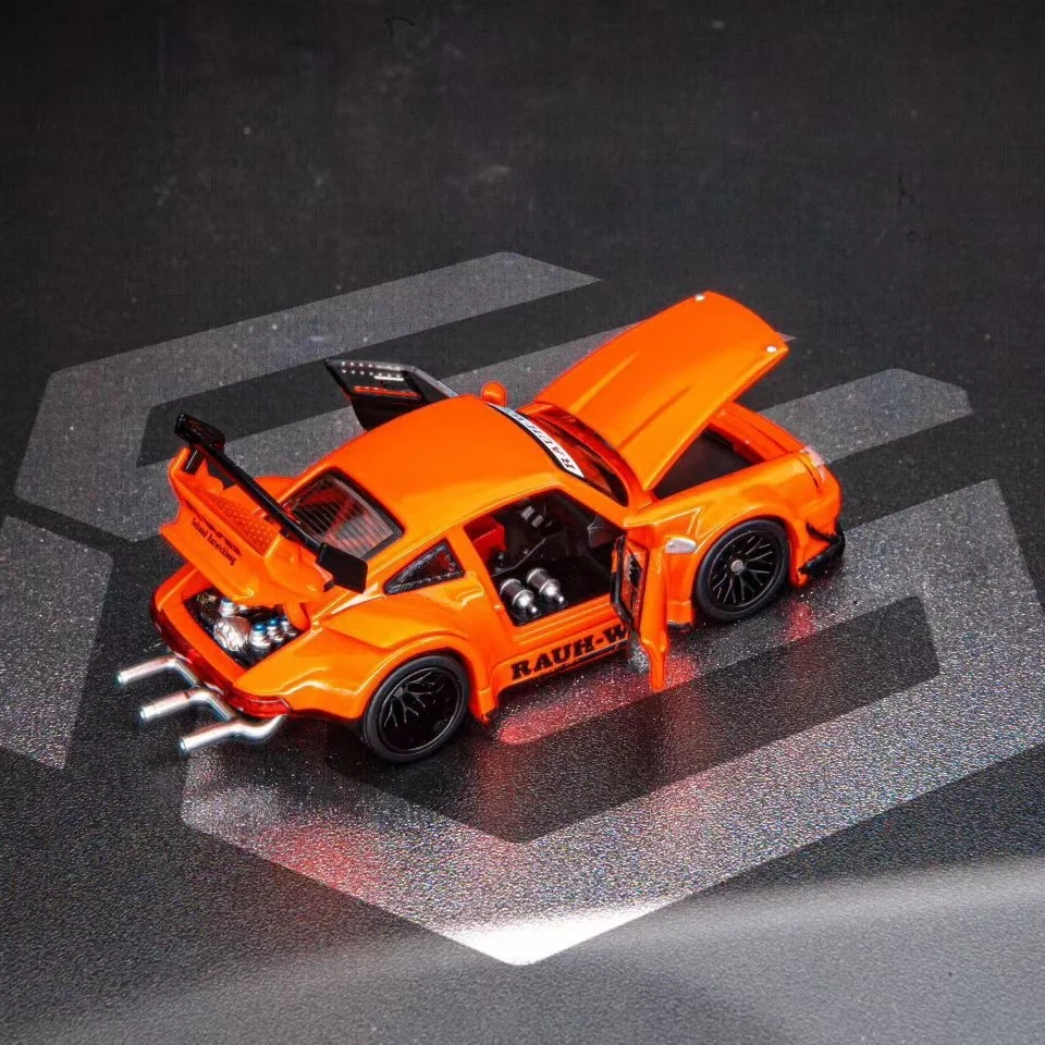 FG Model 1: 64 Porsche RWB 930 Widebody Modified Metallic Orange Alloy Full Open Die Casting Car Model Collection Gift