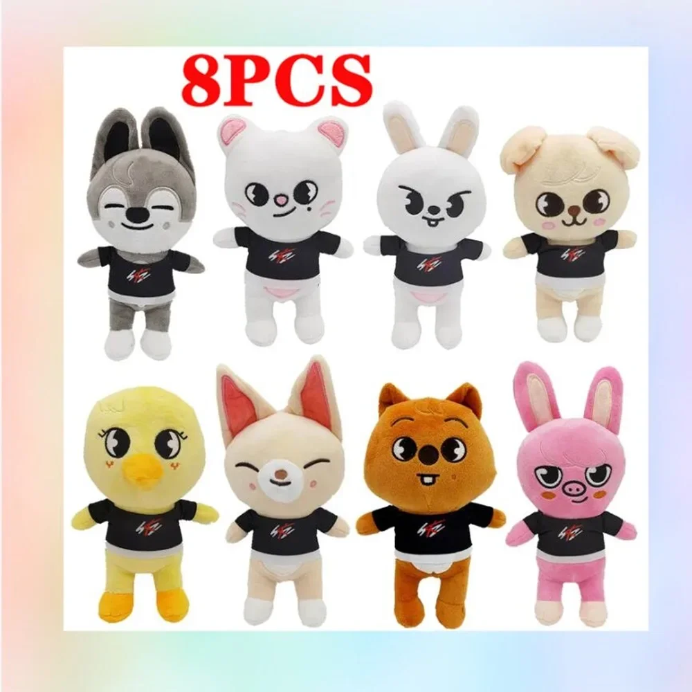 

8pcs/set Plush ToySkzoo 20cm Kawaii Stray Kid Cute Plush Cartoon Stuffed Animal Doll Kawaii Companion for Kids Adults Fans Gifts