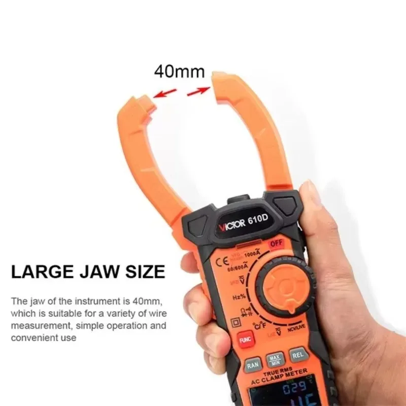 610D Digital Clamp Meter Multimeter Electronic Measuring Instrument Max./Min. Relative Value Inrush Current Test 40mm