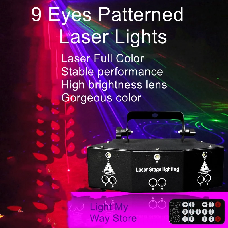 Laser nine eyes luci laser luci da palcoscenico bar ktv flash colorato rotante bungee Christmas star atmosphere lights