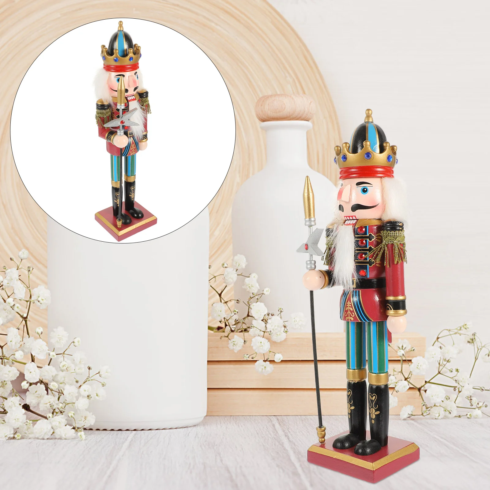 Colored Lights Nutcracker Soldier Bride Christmas Trees Outdoor Decorations Wood Nutcrackers