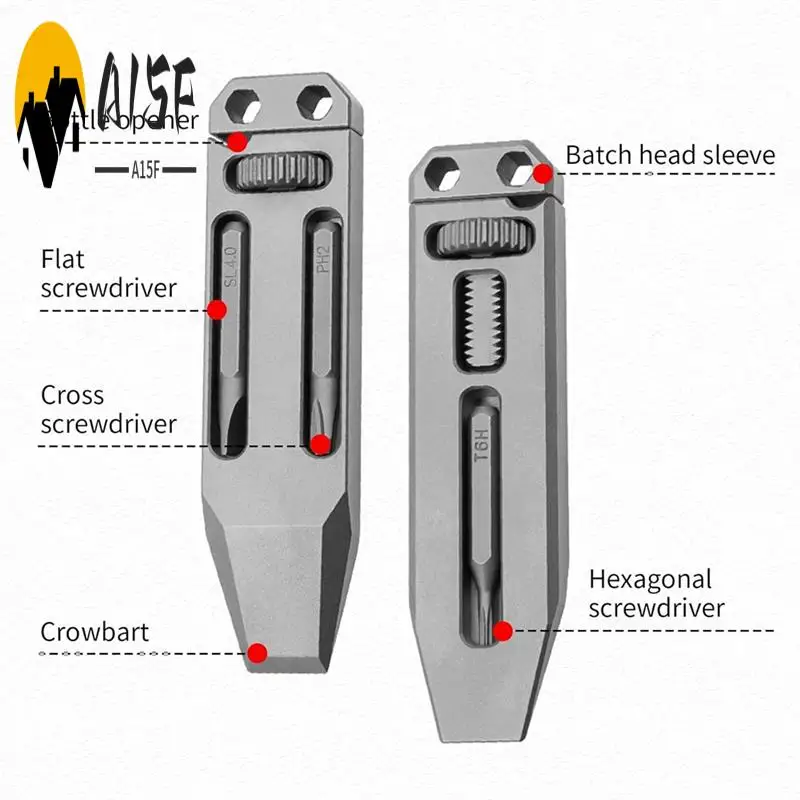 

A15F-Titanium Alloy Mini Wrench Multi-Function Adjustable Wrench Portable Keychain Pocket Tool Pendant Screwdriver For Man