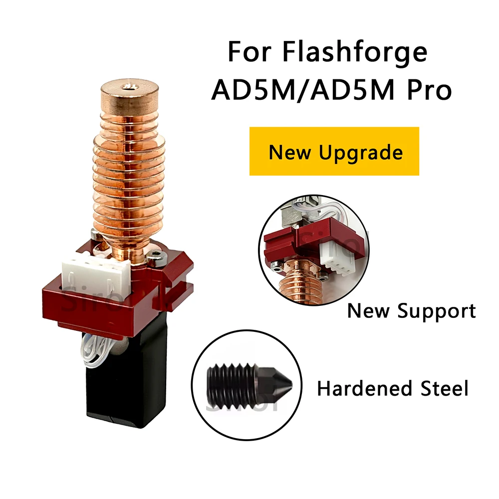 

For Flashforge Adventurer 5m Upgrade Kit Ad5m Nozzle Hot End Print Head Red High Speed 24v 48w Quick Detachable Nozzle AD5M Pro
