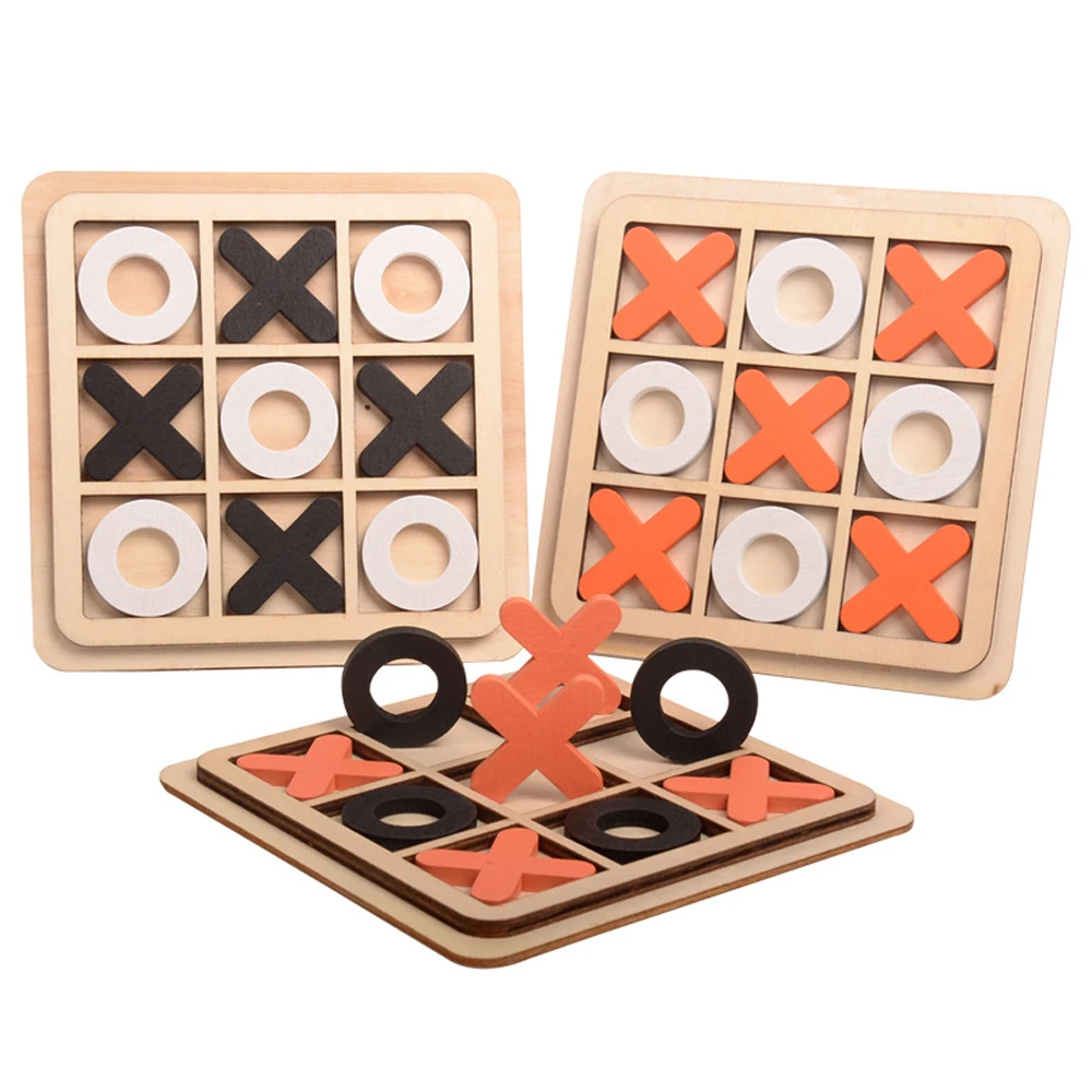 

OX Chess Wooden Board Game Parent-Child Interaction XO Tic Tac Toe Chess Funny Developing Intelligent Educational Kids Toys