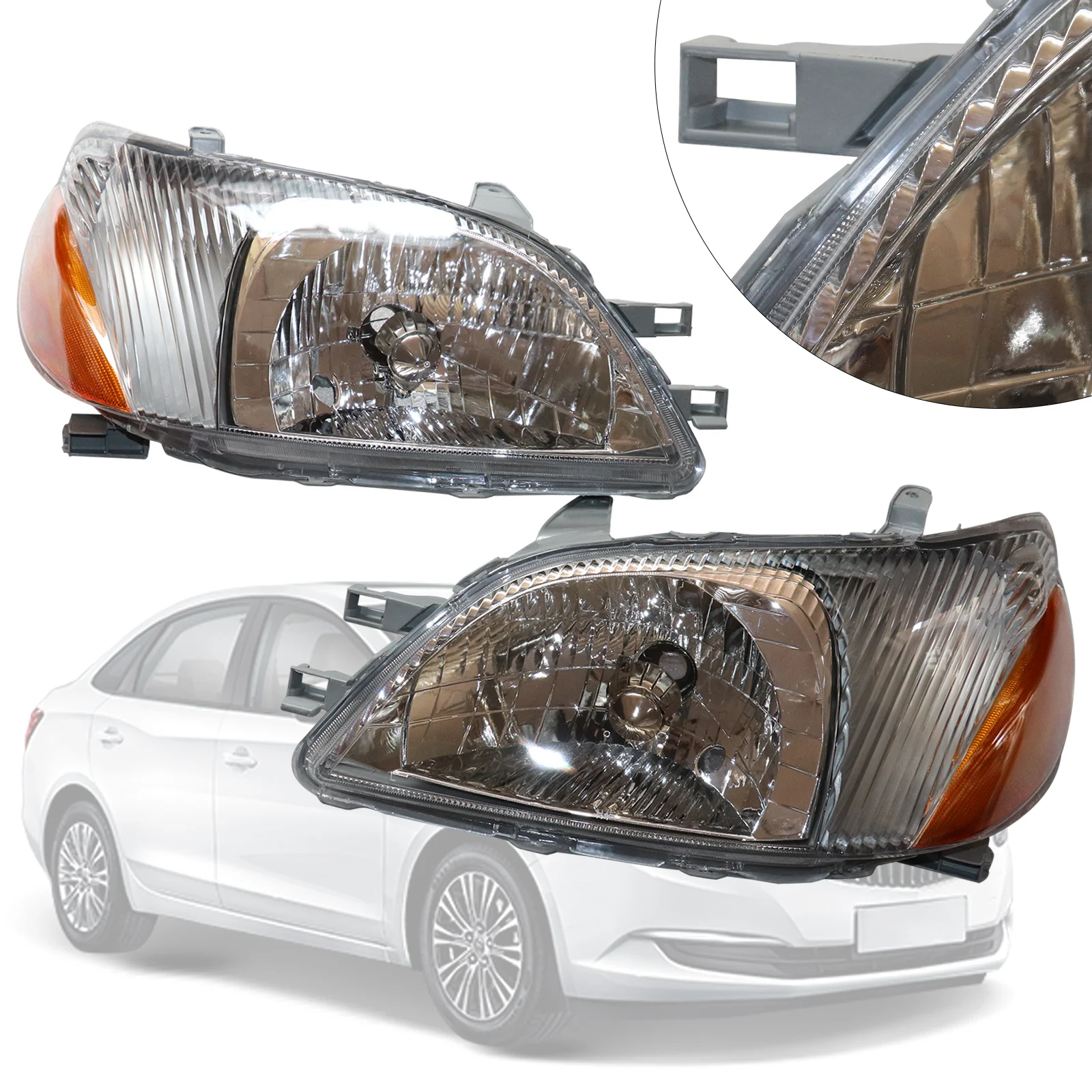 

Headlight Set For 2000 2001 2002 Toyota Echo Left and Right Head Light Headlamp