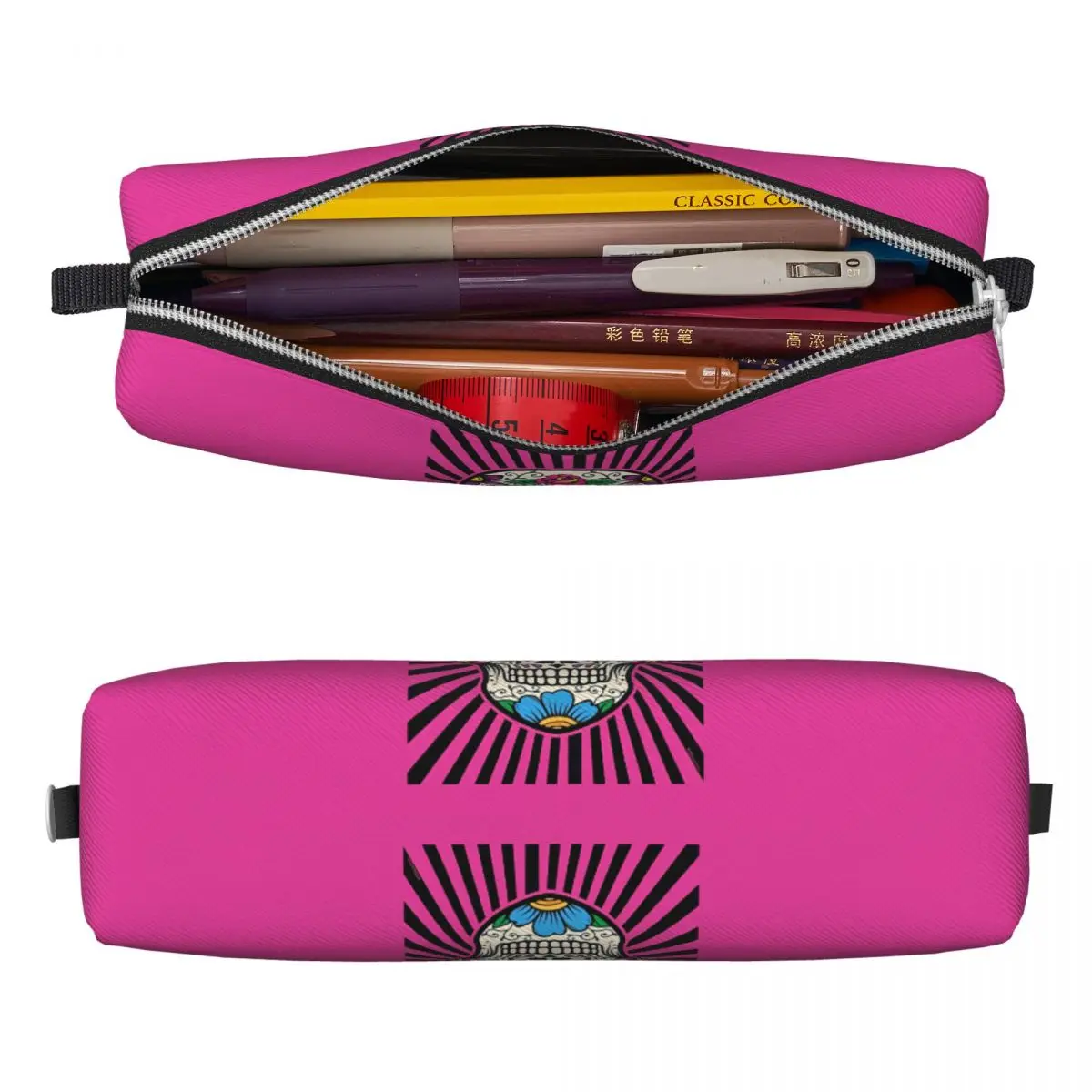 Black Sugar Skull Pencil Case Comfort Back To School Pencil Cases Zipper Boy Girl Kawaii Portable Pencil Pouch School Supplies