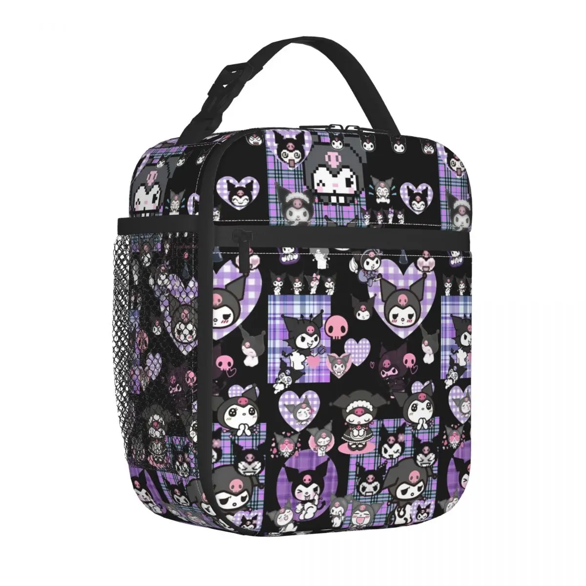 

MINISO Kuromi Kawaii Graffiti Lunch Bag For Girls Lunch Box Cute Outdoor Picnic Cooler Bag Portable Insulated Thermal Lunch Bags