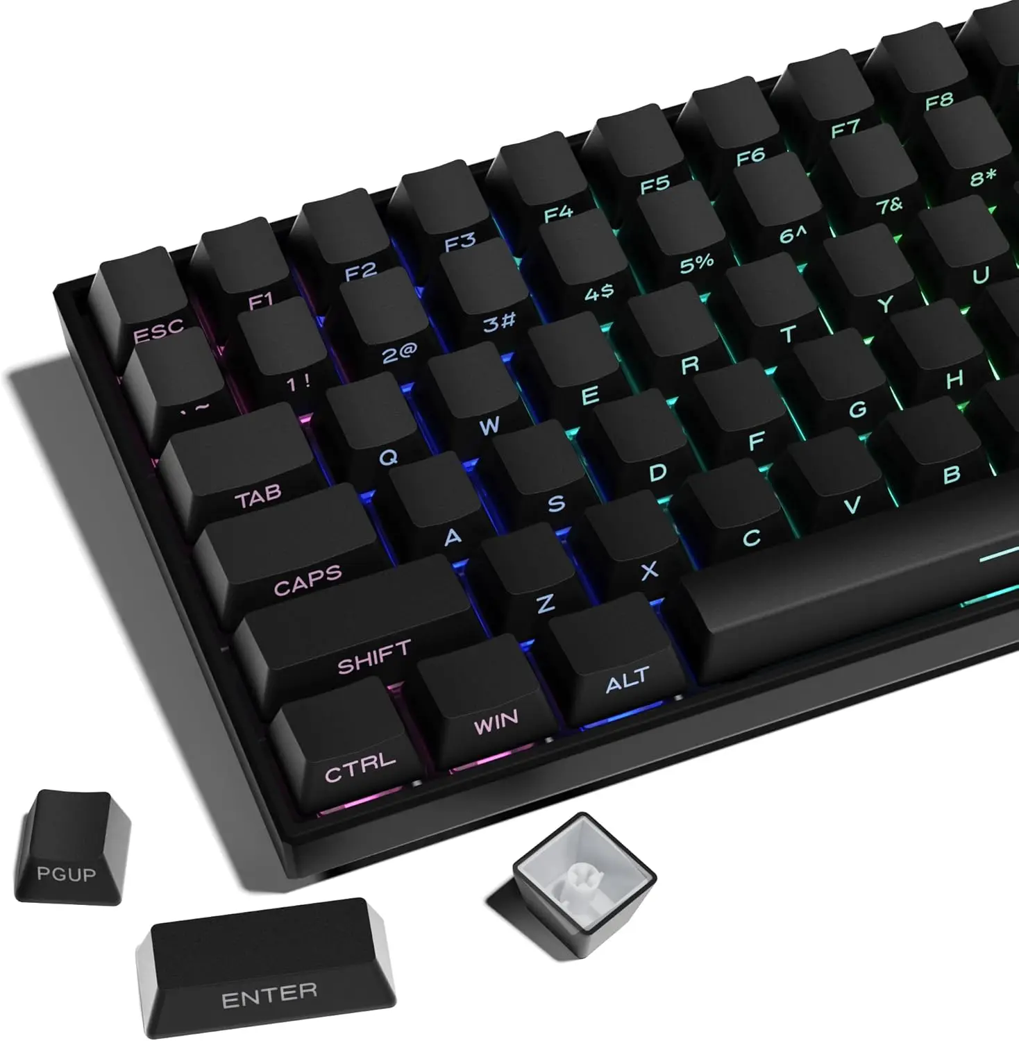أغطية مفاتيح PBT سوداء، مجموعة مكونة من 135 مفتاحًا، محيط OEM، إصدار فانتوم بسيط، مناسب للوحة مفاتيح Cherry Gaming MX Switch.