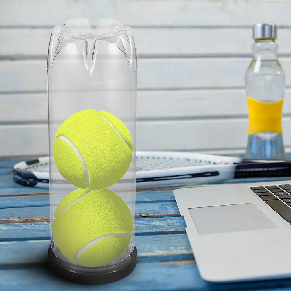 

2Pcs Tennis Ball Holder Bottle Shape Clear PVC Material Lightweight Easy Carry Sports Supply Portable Balls Storage Container