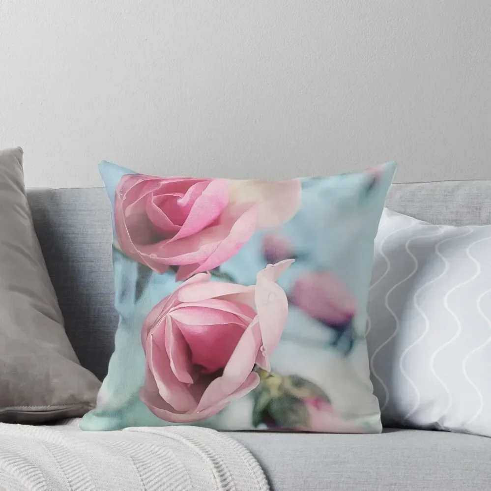 Laura Ashley Inspired Springtime Magnolias on Blue Sky Throw Pillow Cushion Cover Luxury Pillow Case pillow