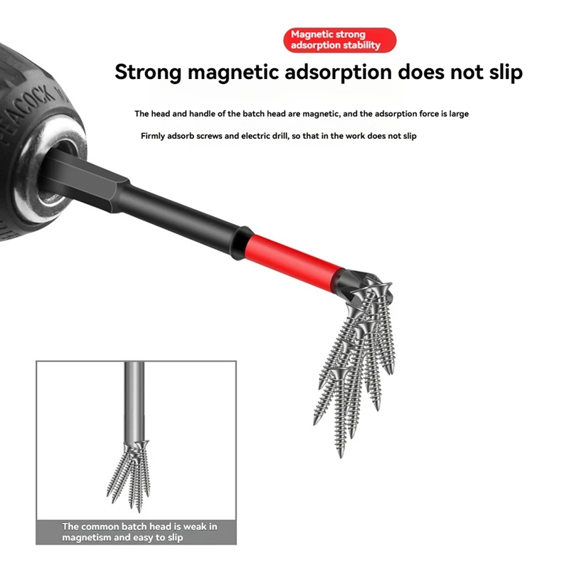 6Pcs S2 25-150Mm Impact Screwdriver Bits Magnetic Torque Screwdriver Impact Driver Bit Set